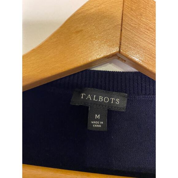 Talbots Black Heart Cardigan Sweater Button Up Preppy Holiday Classic Medium - Picture 4 of 13